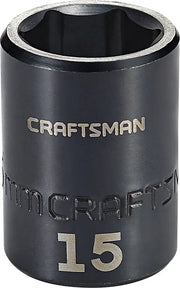 3 eighths inch 15 millimeter metric impact shallow socket.