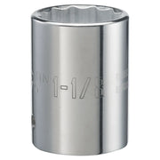Photo of CRAFTSMAN chrome socket, 1-1/8 inch size, model CMMT47775, upright with white background.