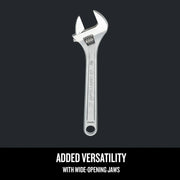 Photo of Craftsman adjustable wrench CMMT81623 with wide-opening jaws, shown from front on white background.
