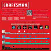 Photo of Craftsman vacuum filter guide, showing compatible models, usage icons, and SKU CMXEVBE17155 in chart format.